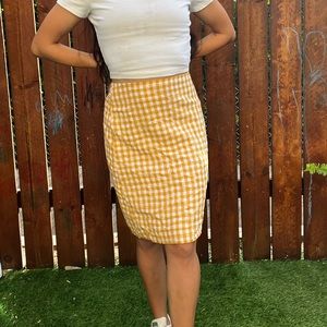 Ann Taylor factory Yellow gingham pencil skirt